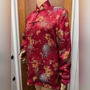 Asian Inspired Red Jacket with Embroidered Details Size 6